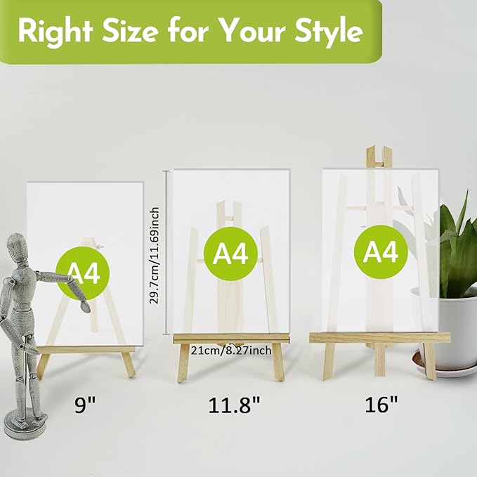 CONDA 6 Pack 11.8" Tabletop Easel, Portable A-Frame Tripod Tabletop Easel Set for Painting Party & Displaying Canvases, Photos, Display Tripod Holder Stand for Students Kids Beginners