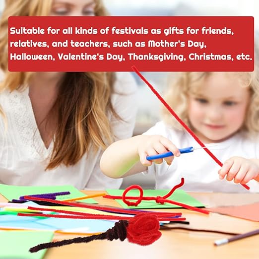 60 PCS Red Pipe Cleaners,Pipe Cleaners Chenille Stem,Pipe Cleaners Bulk,Art Pipe Cleaners for Creative Home Decoration Supplies and Crafts Project