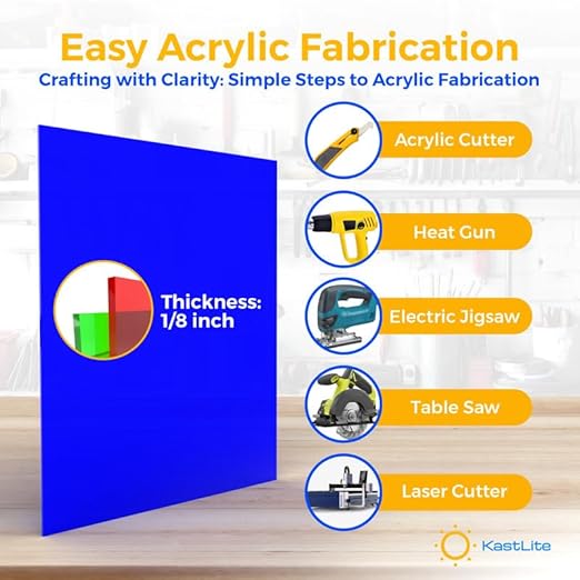 KastLite Colored Acrylic Sheets Nominal 12" x 24" - Plastic Sheet Easy to Cut, Saw, Shape, Laser Cut - Ideal for Arts & Crafts & DIY Projects- Durable, Lightweight, Scratch Resistant - Orange 8 Pack