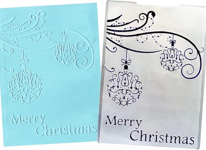 Hying 3-D Textured Impressions Background Embossing Folder, Christmas Ball Pattern Plastic Embossing Folder Template for Card Making Scrapbooking Paper Craft Album Stamps DIY Décor