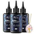 300g UV Resin,Crystal Clear,Hard UV Curing epoxy Resin, Upgraded Formula,odorless,Solar Activated Glue kit,Clear,UV Fast Curing,for Craft Decoration (100 g*3)
