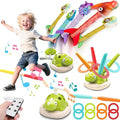 Aliex 3 in 1 Dinosaur Musical Jumping, Toss Ring and Stomping Launch Rocket Launcher, Indoor & Outdoor Sports Toys with Remote Control for Kids Ages 3-8 4-6,Active Outside Toy Gift for Boys and Girls
