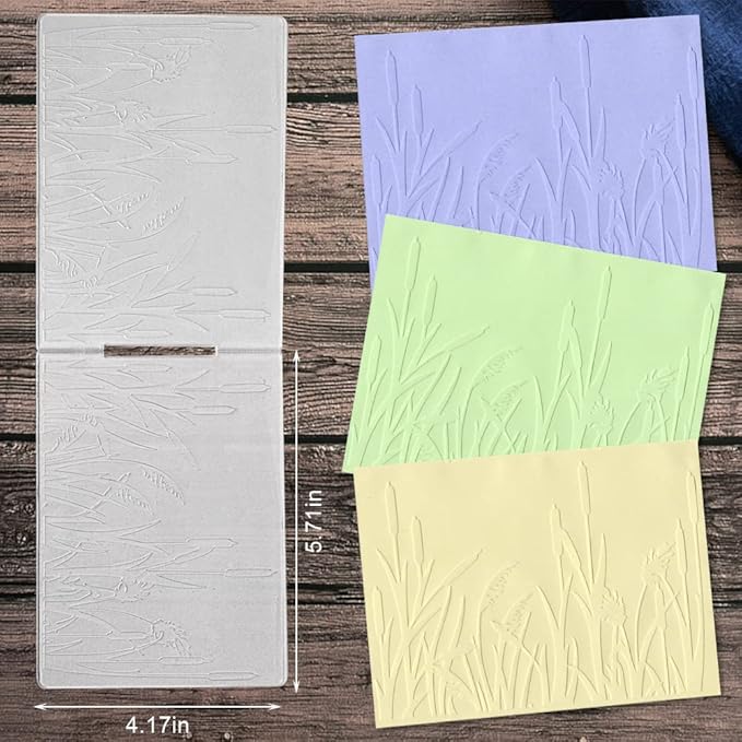3-D Textured Impressions Reed Grass Embossing Folder, Background Plastic Embossing Folder Template for Card Making Scrapbooking Paper Craft Album Stamps DIY Décor