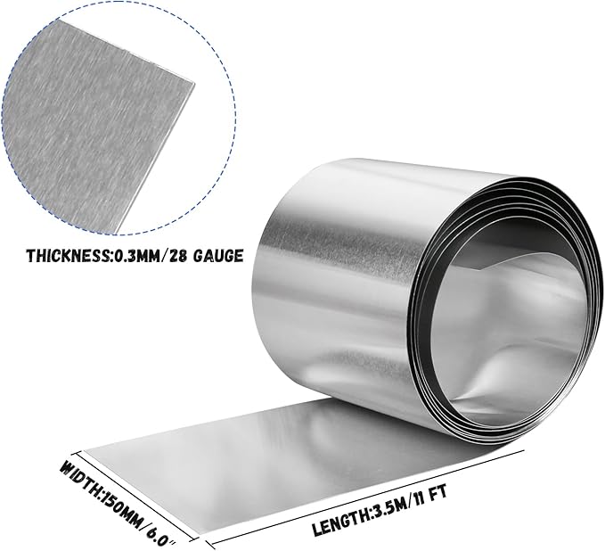Aluminum Flashing Roll，Aluminum Sheet Roll 3500x150x0.3mm(LxWxT) Applicable to Various House Repair and DIY Projects