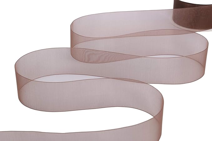 ITIsparkle 11/2" Inch Organza Ribbon 25 Yards-Roll Set for Gift Wrapping Cake Decoration Party Favor Hair Braids Hair Bow Baby Shower Decoration Floral Arrangement Craft Supplies Sheer Ribbon, Brown