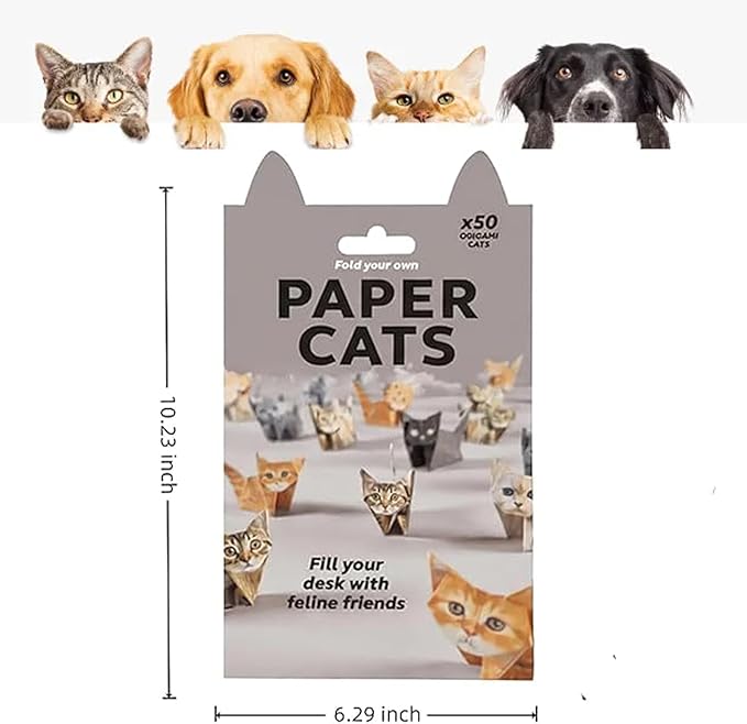 DIY Paper Cats - 50 Sheets DIY Origami Paper to Fold Cute Cat Figures, Fun Craft Activity for Adults & Kids, Desk Decoration & Gift for Cat Lovers