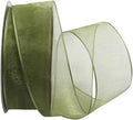 Ribbon Bazaar Sheer Organza Wired Ribbon - 100% Polyester Wire Edged Ribbon for Floral Decor, Table Arrangements, Apparel Embellishment & More - 1-1/2" Moss 25yd