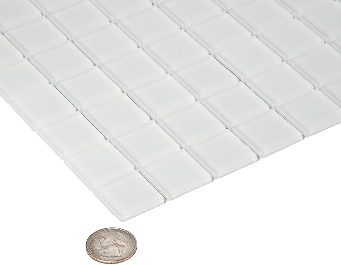 Ice White Matte Glass Square Mosaic Tile 1" x 1" – 10 Sheets for Backsplash, Bathroom, Shower, or Pool - Not Peel & Stick – 9.67 sq. ft./Case - Water-Resistant Indoor Outdoor Decorative Tile