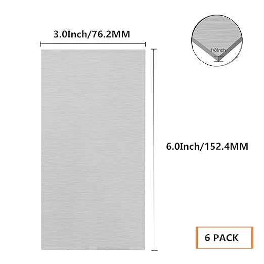 Welding Kit - 6Pack 6061 T651 Aluminum Sheet Metal 3" X 6" X 1/8 Inch Flat Plain Aluminum Plate Weld Practice kit for MIG, TIG, Stick, Arc, Gas and Brazing, Welding Practice kit for Beginners