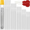 50 Pack Premium Large Eye Needles for Hand Sewing with Needle Threaders, Assorted Sizes, Embroidery Needles for Hand Sewing, Sewing Needles Large Eye, Big Eye Needle