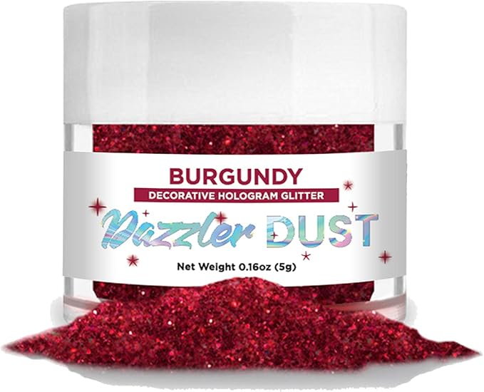 BAKELL Burgundy Red Art & Craft Glitter, 5g Jar | Dazzler DUST | Non-Toxic Decorating Glitter | Arts, Crafts, Slime, Glue, Paint, Face & Body (Burgundy Red)