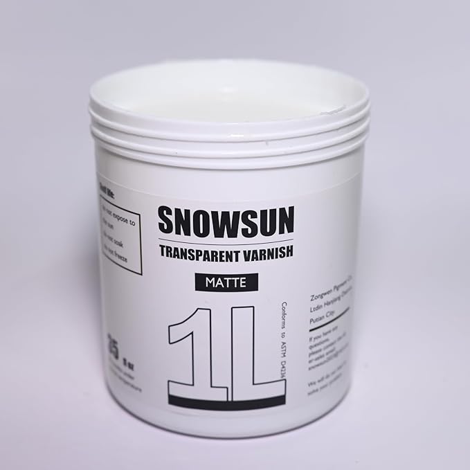 SNOWSUN Matte Varnish for Acrylic Painting, 1L Professional Acrylic Artist's Varnish, Matte Finish, Non-Yellowing, Non-Toxic, Suitable for Artists, Hobby Painters & Kids