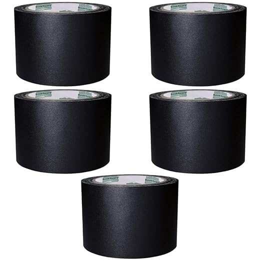 BookGuard 3 Inch Bookbinding Repair Cloth Tape, Black Book Spine Tape, 15 Yards Per Roll - Case of 5