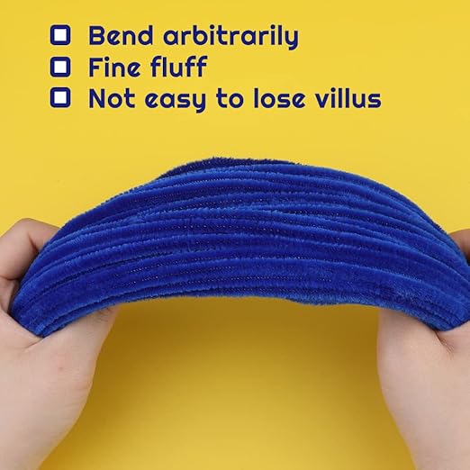 60 PCS Blue Pipe Cleaners,Pipe Cleaners Chenille Stem,Pipe Cleaners Bulk,Art Pipe Cleaners for Creative Home Decoration Supplies and Crafts Project