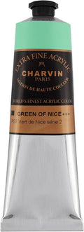 Charvin Extra Fine Professional Acrylic Paint - Green of Nice, 60ml Tube, Triple-Milled, Lightfast Pigments, Open Stock Artist Acrylic Paints in Nature-Inspired Hues