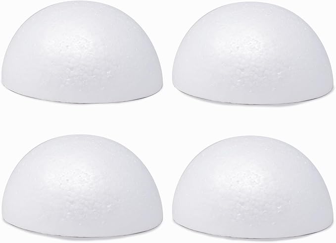 8" Craft Foam Half Ball - Smooth Half Foam Polystyrene Balls for Craft and Project, Pack of 4
