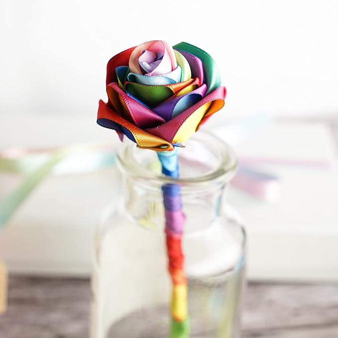 MEEDEE Rainbow Satin Ribbon - 3/8 inch Colored Ribbon for Crafts, Gift Wrapping, Birthday Party, Pride Party, Wedding Decorating - 50 Yards
