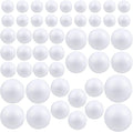 Pllieay 48 Pieces 6 Sizes White Foam Balls, Polystyrene Craft Foam Balls for Art, Craft, Household, School Projects, Party Decoration