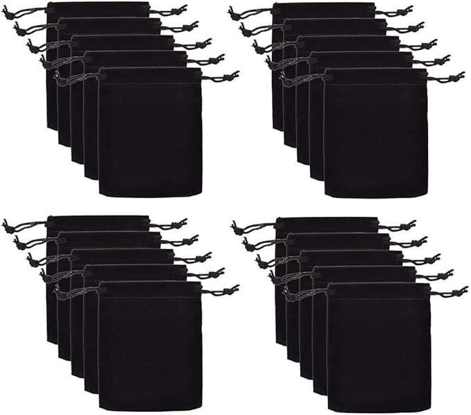 Colorsheng 20pcs 4.5 "X 5.5" Velvet Drawstring Cloth Jewelry Pouches Gift Candy Bags Wedding Headphones Bag (Black)