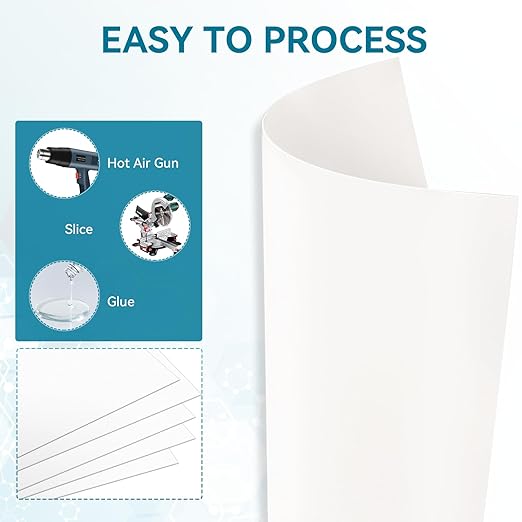 5 Pack White Plastic Sheets 12x12x0.04in Flexible High Tensile Plastic Sheets Hard Plastic Panel for DIY Materials Handicrafts Home Decoration