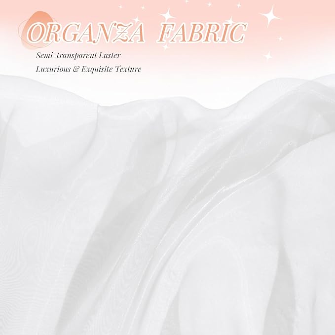 P Pothuiny Sheer Organza Fabric by The Yard, 10 Yards x 60 Inch Wide Bridal White Organza Tulle Fabric Roll Shiny Gauze Fashion Dress Sewing Craft for Wedding Party Decorations Backdrop