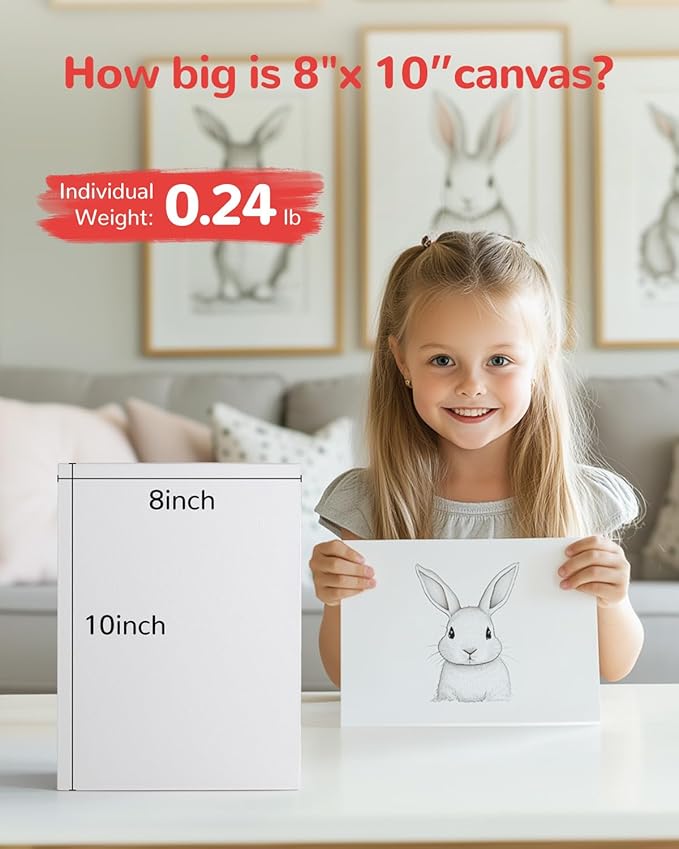 Canvas Boards for Painting 60 Pack, 8x10 Inch Painting Canvas Panels, 100% Cotton White Blank Art Supplies for Acrylics Oil Watercolor Tempera Paints