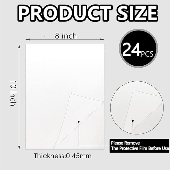 24pcs Sublimation Metal Photo Blanks 8x10 Inch - Make Your Permanent Photo Posters Signs, Sublimation Aluminum Blank for Crafters Small Businesses DIY Enthusiasts (Thickness 0.45mm)
