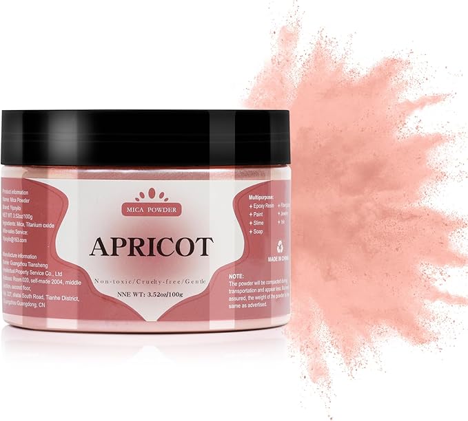 Mica Powder - 100g Mica Powder for Epoxy Resin - Metallic Color Pigment for Resin, Soap, Bath Bombs, Eye Shadow, Nails, DIY Crafting Projects etc. (Apricot)