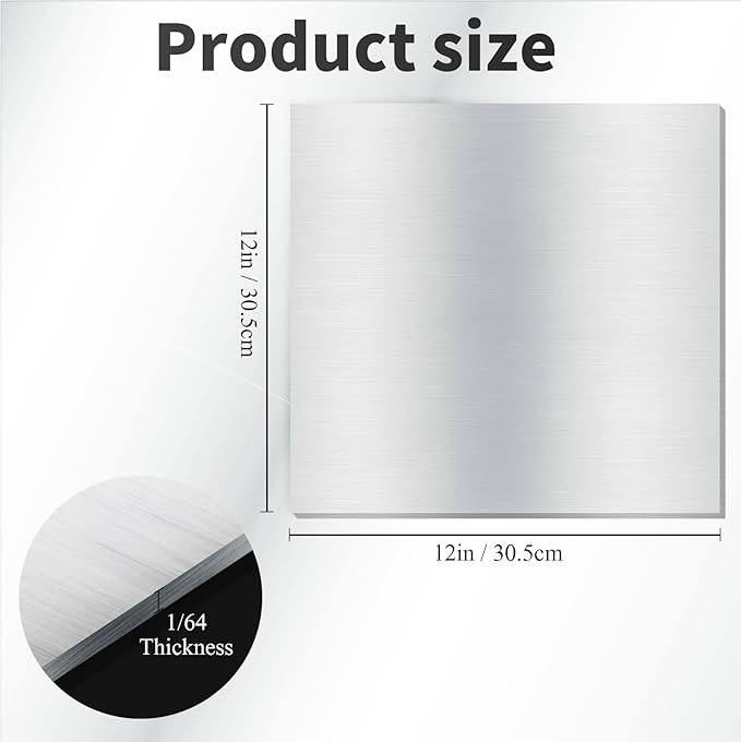 Amyhill 12 Pcs 6061 T651 Aluminum Sheet Metal 12 x 12 x 1/64 (0.02") Inch Thin Flat Aluminum Plate Panel Covered with Protective Film, Welding Practice Heat Treatable for Crafting Industry