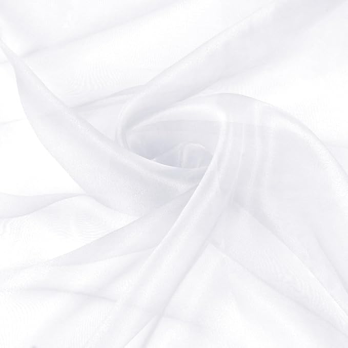 VACVELT Sheer Organza Fabric by The Yard, 60 Inch Wide White Organza Fabric Bolt Bridal Sheer Tulle Fabric, Silk Organza Fabric Roll for Wedding Party Decorations Backdrop Curtain (2 Yards)