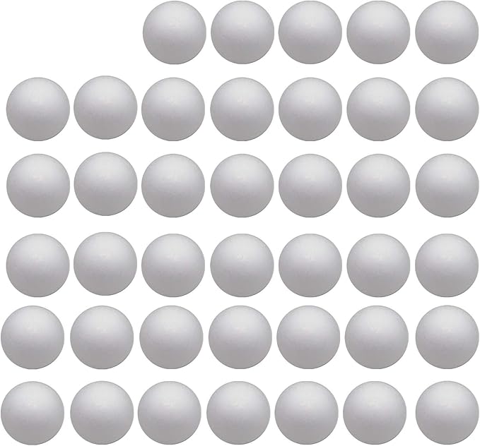 Crafjie Craft Foam Balls 40-Pack 3 Inches in Diameter, Foam Ball for DIY Arts and Crafts, Ornaments, Smooth Polystyrene Foam Balls for Decoration Household School Projects, White