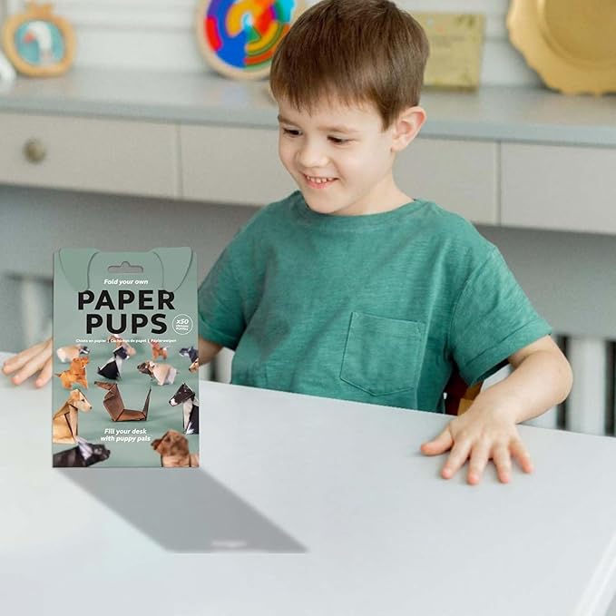 DIY Paper Cats Kit, Cute Kitten Origami Papercraft Kit, 50 Sheets DIY Origami Paper to Fold Cute Cat / Dog / Dinosaur Figures for Teens & Adults, Desk Decoration & Gift for Cat Lovers