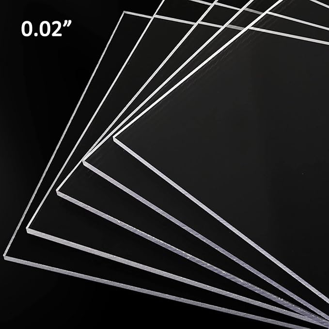 10 Pack 12x12x.02” Clear Plastic Sheet, Plexiglass Craft Plastic Sheets PET Flexible Lightweight Clear Plastic Sheets for DIY Craft Projects, Picture Frames(10, 12” x 12”x 0.02”)