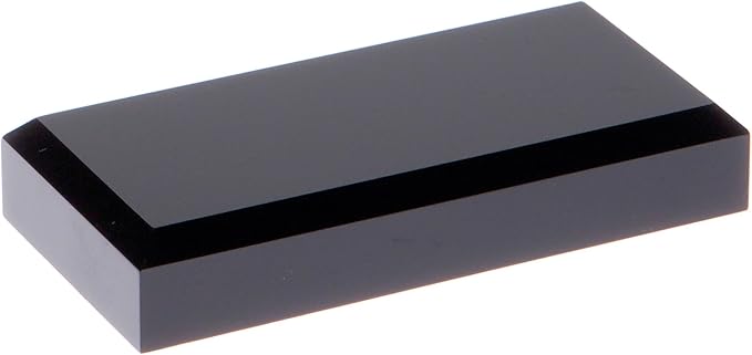 Plymor Black Acrylic Rectangular Beveled Display Base, 4" W x 2" D x 0.75" H, Pack of 3