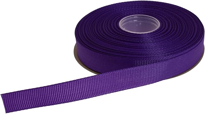Solid Grosgrain Ribbon 25 Yard Each Roll 100% Polyester Woven Edge (3/8", Purple)
