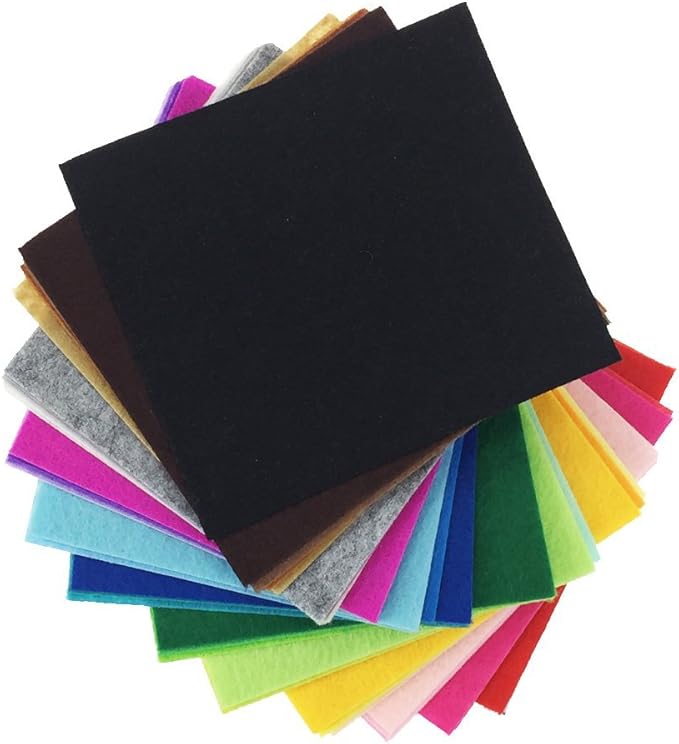 42pcs Felt Fabric Sheet 4"x4" Assorted Color DIY Craft Squares Nonwoven 1mm Thick
