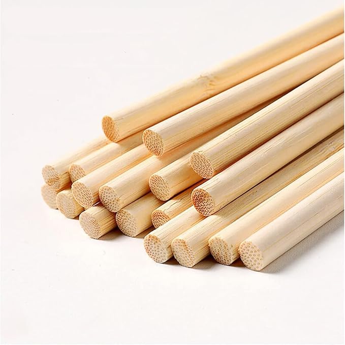 1/2 x 6 Inch 25 PCS Dowel Rods Wood Sticks Wooden Dowel Rods - Unfinished Bamboo Sticks - for Crafts and DIYers