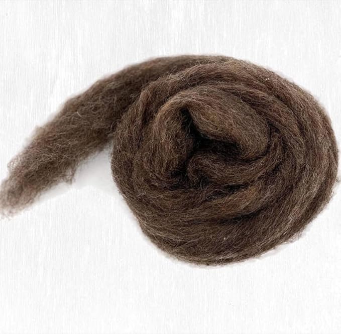 Revolution Fibers Carded Corriedale Wool Sliver - Furry Friends | 100% Natural 29 Micron Bulky Wool | Perfect for 3D Needle Felting, and Wet Felting (Bear Brown)