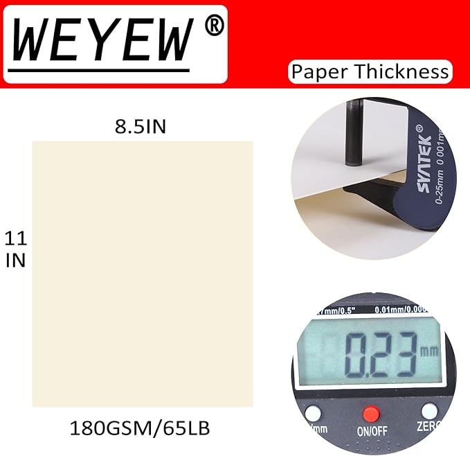 100 Sheets 65lb Cream Cardstock, 8.5" x 11", Premium Card Stock Blank Invitation Paper Greeting Cards Printable DIY Craft Card Making, 65LB Cover 180 GSM