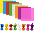 128 PCS Colored Cellophane Wrap Paper(7.48x7.48 Inch) Treat Candy Small Gifts Wrapping Baskets Colorful Plastic Sheets for Crafts Transparent Clear Clings Birthday Baby Shower Holiday Party Decor