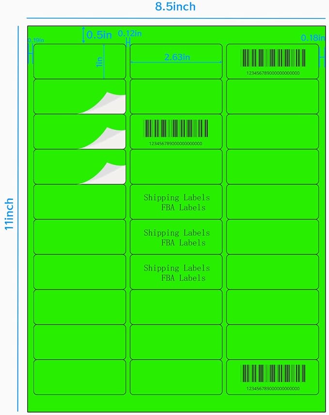 STARLIBOO 1" x 2-5/8" Neon Colored Labels Stickers Fluorescent Bright Neon Color Address Labels for Laser/Inkjet Printer, Permanent Adhesive- 600 Pcs/ 4Colors