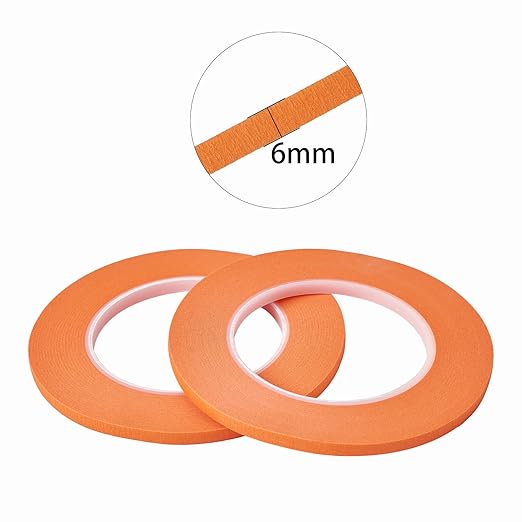QDiShi 2 Pack 1/4" inch x 60yd Orange Painters Tape Easy Removal Thin Narrow Finishing Masking Tape Painting Tape Wall Tape, No Residue and Good Adhesive (0.25 in 6MM) (Orange)