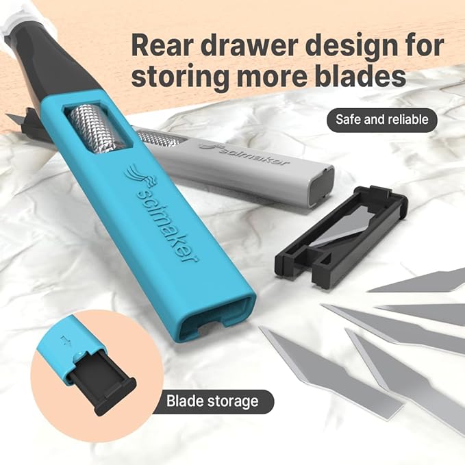 5 PCS Exacto Knife,Hidden Blade Design at The End,Comes with 5 Spare High Qualiry Carbon Steel Exacto Knife Blades. Craft Knife for Crafting, Arts,Modeling,Scrapbooking,Stencil,DIY Projects.5 Color