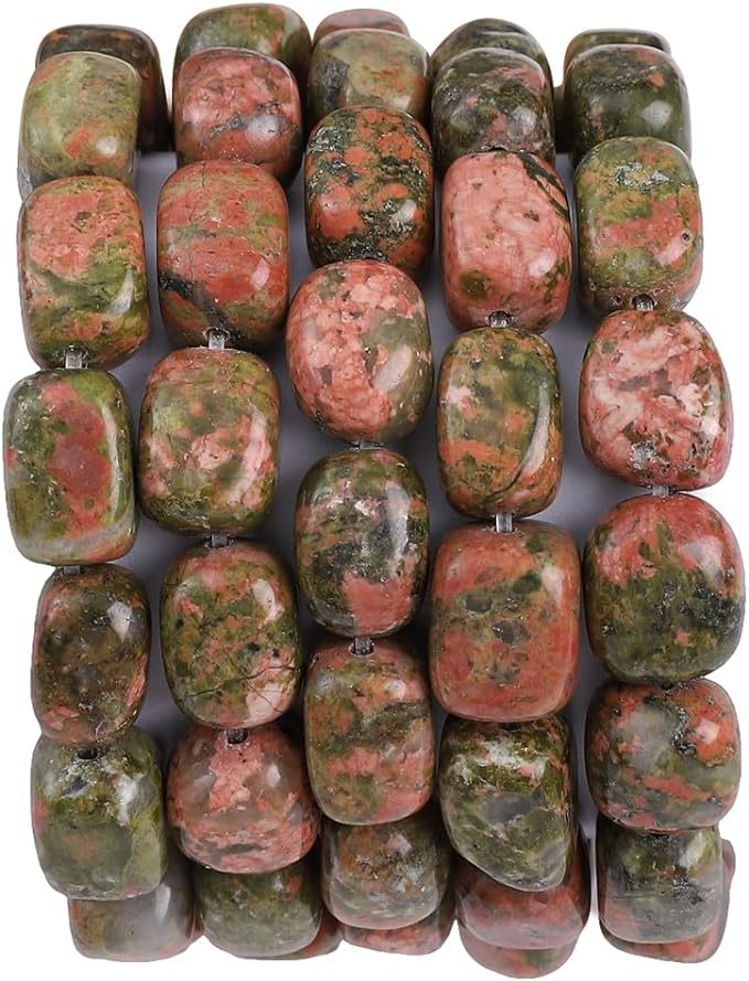 Natural Unakite Cuboid Stone Loose Semi Gemstone Beads for Jewelry Making 8mmx12mm 38cm/Strand