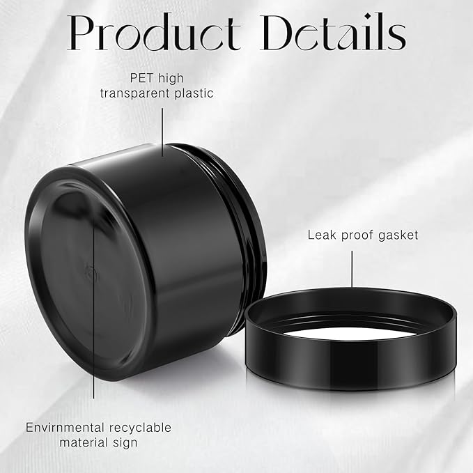 SATINIOR 24 Pieces Empty Clear Plastic Jars with Lids Round Storage Containers Wide Mouth for Beauty Product Cosmetic Cream Lotion Liquid Butter Craft and Food(Black,32 oz)