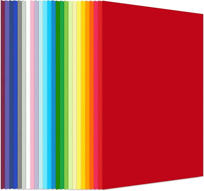 Koogel Colored Cardstock Paper, Includes 40 Sheets 120gsm and 10 Sheets 250gsm Construction Paper for DIY Crafts Scrapbook, Back to School Supplies