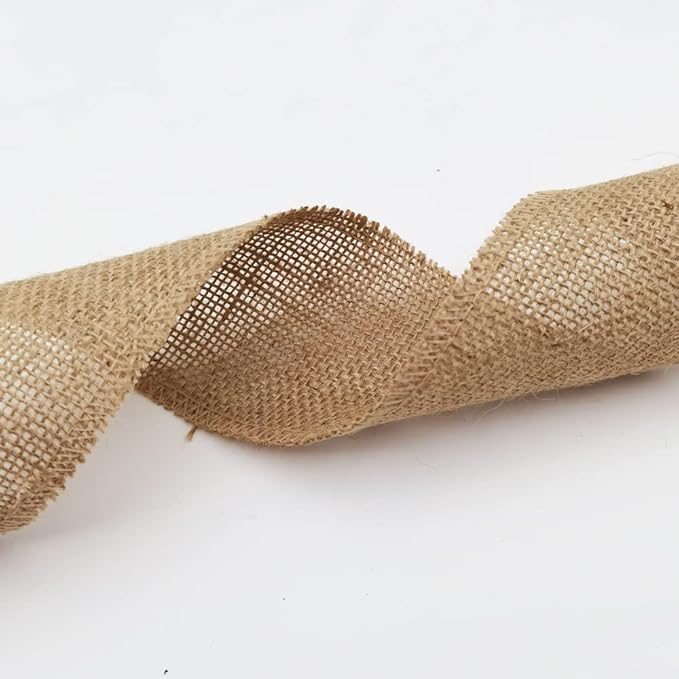 INSPIRELLE 3" Natural Burlap Fabric Roll 10 Yards Jute Ribbon for Gift Wrapping Craft Projects Wedding Decoration Home Decoration 8CM