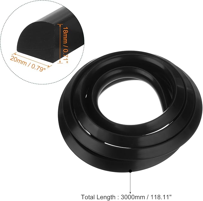 uxcell Flexible Molding Trim, 118 Inch Flexible Quarter Round Molding Silicone Peel and Stick Trim Self Adhesive Shower Water Barrier for Corner Decor Bathroom Kitchen, Black