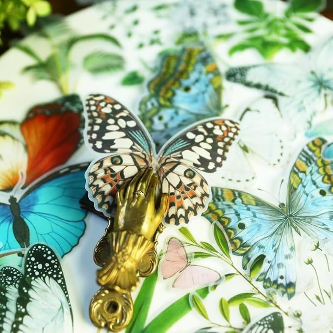 Vintage Vellum Stickers Floral Plants Elements Scrapbooking Supplies Flowers Botanic Natural Translucent Paper Self-Adhesive Junk-Journal Items (Tropical Plants)