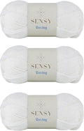 3 Skeins of Sensy Roving Yarn, 3.5 oz, 132 Yards, Gauge 5 Bulky (White)